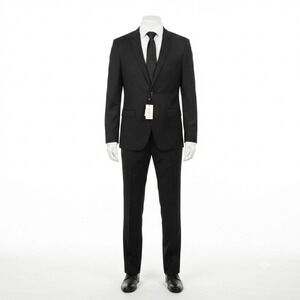 Alain Dupetit Suit Mens Black 3-Button Suit Set 40R Jacket 34W Pants AD-010 NEW